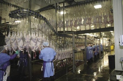 Birds are processed on one two-inspector line.
