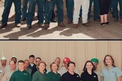 First shift at Cargill-Giddings (left to right): Mark D Matthijetz, Utility Technician, 15 years; Thomas D Hines, Sales Consultant, 18; Delbert B Boettcher, Maintenance Technician, 19; Steven S Vaclavik, Process Technician, 6; Joe D Comte, Sales Consultant, 6; Chase T Jacob, District Merchant, 1; Donald R Schroeder, Packaging Technician, 26; Gordon S Lehmann, Packaging Technician, 12; TJ Trout, Plant Operations Manager, 8; Jason L King, Customer Service Technician, 1; Fernando Escalante, Mixing Technician, 34; Christopher S Handrick, Lead Technician, 11; Calvin J Patschke, Assistant Plant Manager, 23; Sherri G Schimank, Business Support Associate, 8; Tommy D Lehmann, Block Press Technician, 22; Kolby R Malesich, Business Manager, 3; Byron L Sommerlatte, Plant Manager, 26; Corey L Handrick, Bulk Receiving/Loadout Technician, 21; John E Windwehen, General Manager, 29; John F Joiner, Customer Service Technician, 26; James W Loveday, Logistics Specialist, 6; Cory A Mickey, Sales Consultant, 5; Brady L Wilson, District Merchant, 8; James A Leible, Sales Consultant, 30; Pauline A Falke, Customer Solutions Associate, 37; Carolyn D Schneider, District Merchant, 29; Stephen R Janda, HACCP Coordinator, 21; Martin W Albrecht, Maintenance Technician, 21; Rose M Tharp, Customer Solutions Associate, 13; Leann R Brade, Business Support Associate, 3; Terry L Flippo, Customer Service Technician, 25; Lindsey Kubecka Connally, Sales Consultant, 2.
