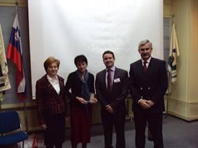 From left: Milena Valant-Majcen, Ptuj; Ana Jeza, Ptuj; Neil Clark, Aviagen; Slavko Visenjak, Ptuj.