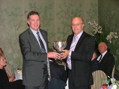 Moy Park's David Gibson and Graeme Dear of Aviagen celebrate 50 years of partnership.
