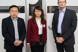 Petersime employees, from left, Liu Haibo, Sandy Qi and André van Rij commemorate the opening of a representative office in Tianjin, China.