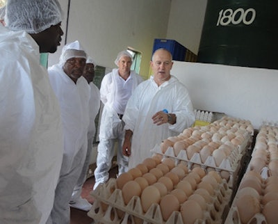 Robert Haggarty, Ross Africa technical service manager for the Middle East and Africa, shows the facilities to customers at the Customer Focus Team meeting in Lusaka.