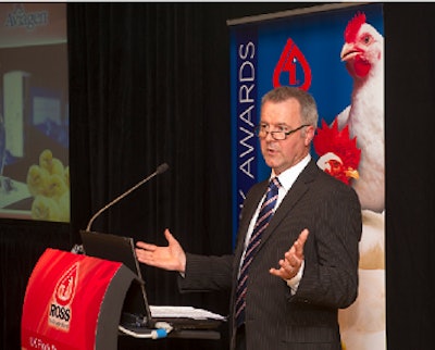 Alan Thomson, Aviagen regional technical and commercial manager, welcomes attendees at the 14th annual Ross Breeder Flock Awards.