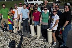 Perdue Farms' associates helped fill hundreds of bags with oyster shells for future restoration projects.