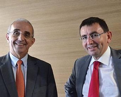 Yanne Boloh | Gilles Huttepain, CEO of feed and international divisions of LDC, and Denis Lambert CEO of LDC group, proudly announce the company’s 2014-15 turnover of €3,027 billion (USD3,376 billion).