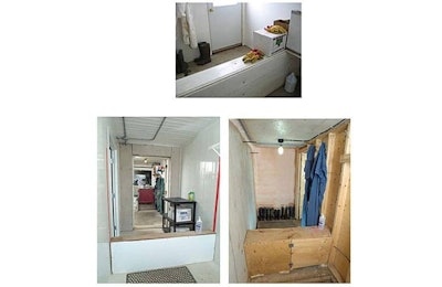 The Danish entry system provides a line of separation between the outside and the poultry housing area, and personnel are required to at least change footwear when crossing the line of separation.