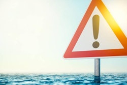 The Flood – Warning Sign standing in Flood Water – computer generated image