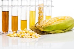 Corn Generated Ethanol Biofuel With Test Tubes On White Backgrou