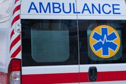 The back door of the ambulance. The word ambulance.