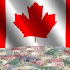 rippled flag with Canadian dollars globe illustration