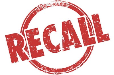 Recall word in red grunge style stamp to illustrate a defect in