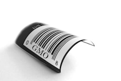 closeup of a GMO UPC symbol on white
