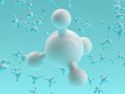 White Glossy Methane Molecule Image. 3d Rendering