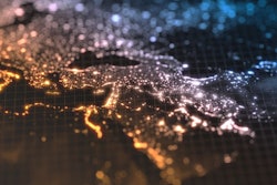 Dark Earth Map With Glowing Details Of City And Human Population