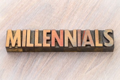 millennials (millennial generation) word abstract in vintage let