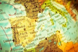 Map Of Spain And Portugal. Close-up Image