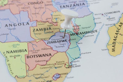 Zimbabwe On The Map Of The World Or Atlas.