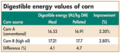 digestible energy values of corn