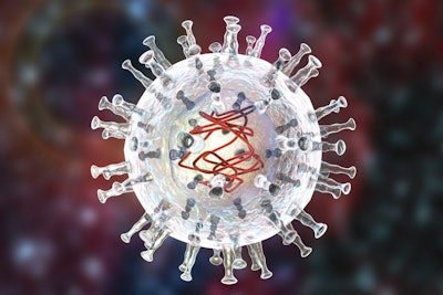 African swine fever virus, 3D illustration. DNA enveloped virus