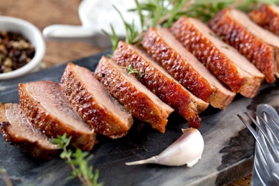 Duck Breast Fillet Closeup On Wooden Background