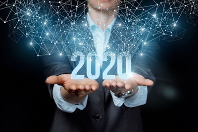 The New Concept 2020 In The Business. Businesswoman Showing 2020