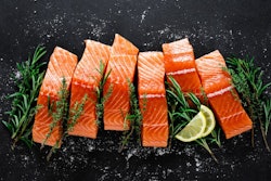 Salmon. Fresh Raw Salmon Fish Fillet With Cooking Ingredients, H