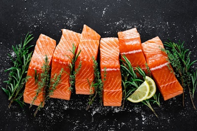 Salmon. Fresh Raw Salmon Fish Fillet With Cooking Ingredients, H