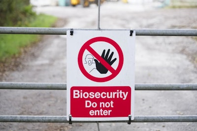 Chemical Factory Biosecurity Sign Warning Dangerous Hazard At En