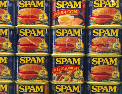 AUSTIN, MINNESOTA – JUNE 21, 2017: A display of Spam Cans at the