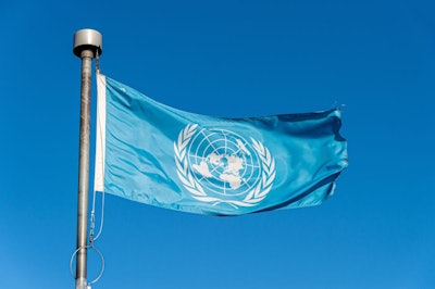 Quebec City, Canada – 5 October 2019: United Nations Flag Over B