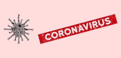 Contagious Collage Coronavirus Icon And Rectangle Distressed Sta