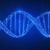 DNA chain futuristic hud background with spiral chain of nucleot