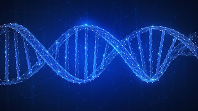 DNA chain futuristic hud background with spiral chain of nucleot