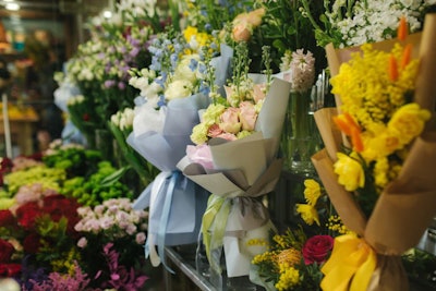 Different Varieties Fresh Spring Flowers In Refrigerator Room Fo