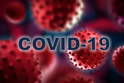 Collage of Flu COVID-19 virus cells in blood under the microscop
