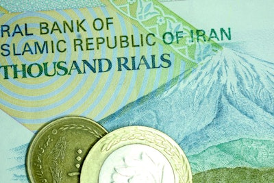 Close-up Iranian banknote and currency, Rials, Islamic Republic of Iran