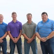 (From left) Cole Leis, crop insurance specialist, Team Marketing Alliance (TMA); Todd Schultz, grain marketing specialist, TMA; Lawson Hemberger, grain operations manager, MKC; Jeff Jones, director of Southern operations, MKC.