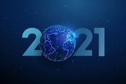 Abstract Happy 2021 New Year Greeting Card With Planet Earth