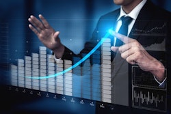 Double Exposure Image Of Business Profit Growth