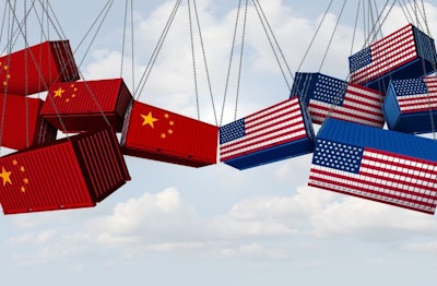 Usa China Trade War And American Tariffs As Opposing Cargo Freig