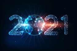 Futuristic New Year Digital Web Banner With Glowing Low Polygona