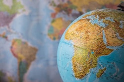 Africa And Middle East Map On A Globe With Earth Map In The Back