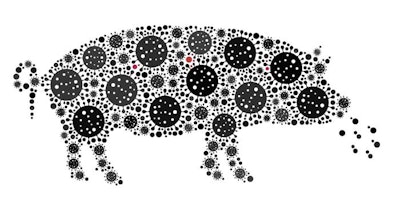Mosaic Pig Plague Constructed From Sars Virus Icons In Various S
