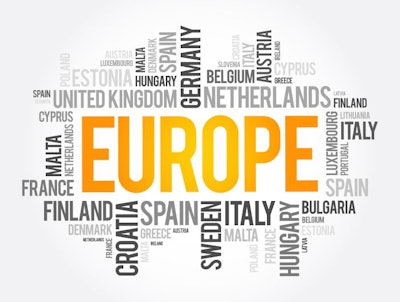 Europe List Of Cities Word Cloud Collage, Travel Concept Backgro