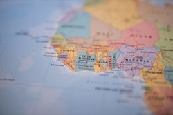 Ivory Coast On A Colorful And Blurry Map Of Africa With Its Main