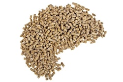 Wheatfeed pellets, pelleted compound feed on a white background