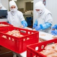 Food Products Meat Chicken In Plastic Packaging On The Conveyor.