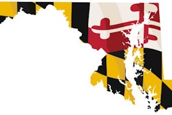 Maryland With Usa Flag And Maryland Flag Embedded Isolated Vecto