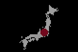 Square Dots Pattern Map Of Japan. Dotted Pixel Map With National