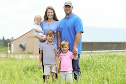 The Bass family in Clinton, North Carolina, are among the many growers who raise broilers on a contract basis with an integrator. (Courtesy Sanderson Farms)